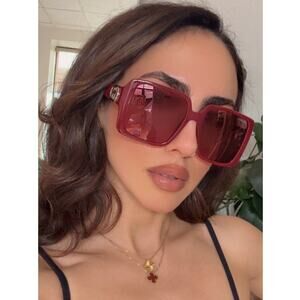 NEW Gucci GG1692SA Burgundy Square Mirror Lens Sunglasses